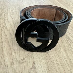 Gucci Double G Men’s Belt 90/36 authentic black shimmer